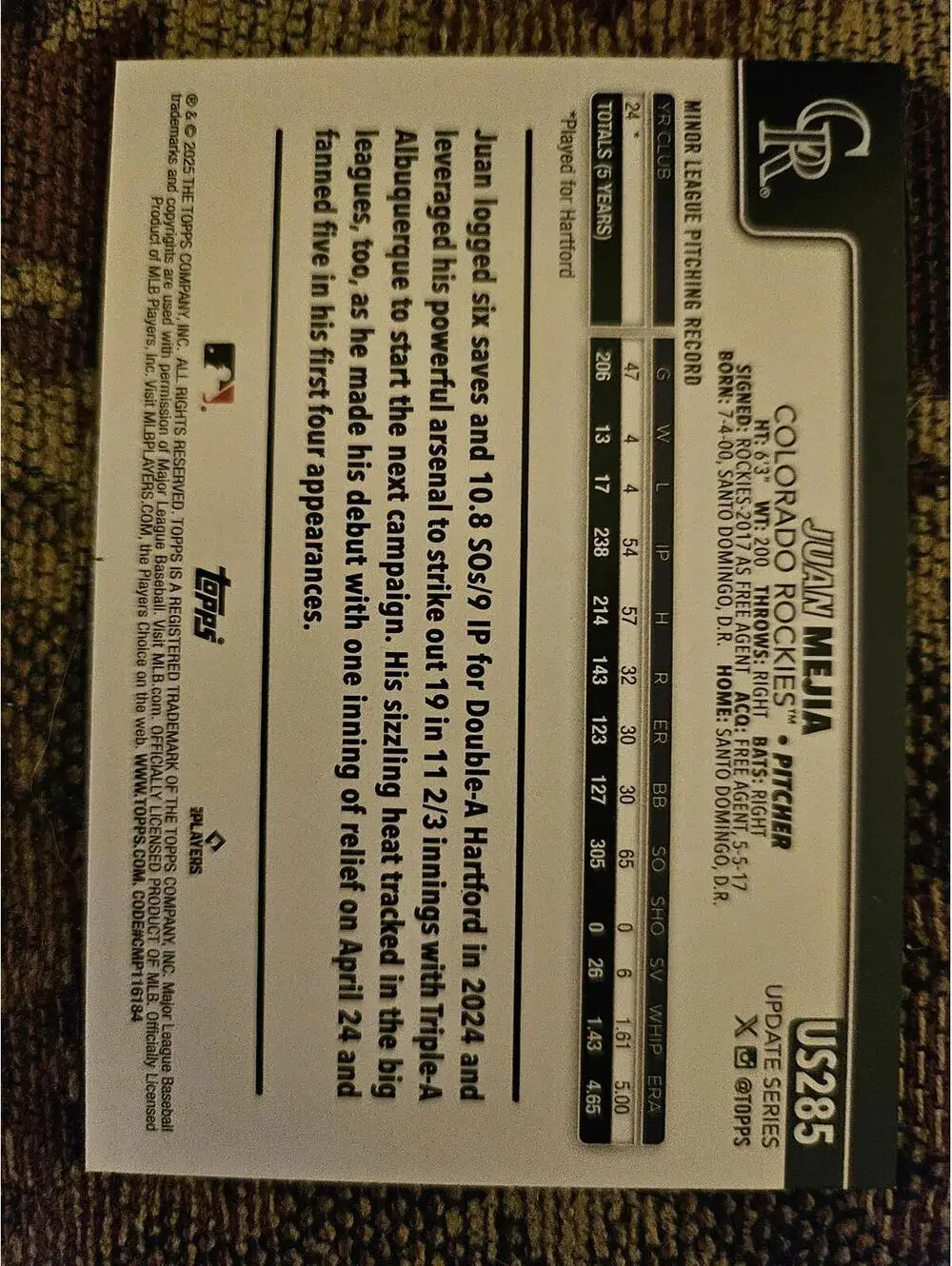 Topps rockies juan
